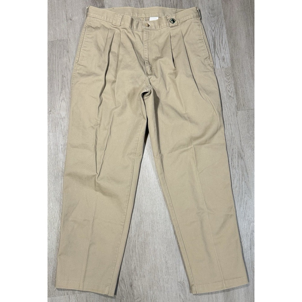Vintage Duck Head Chino Pants Men's 36x30 Khaki Pleated Front Cotton Straight